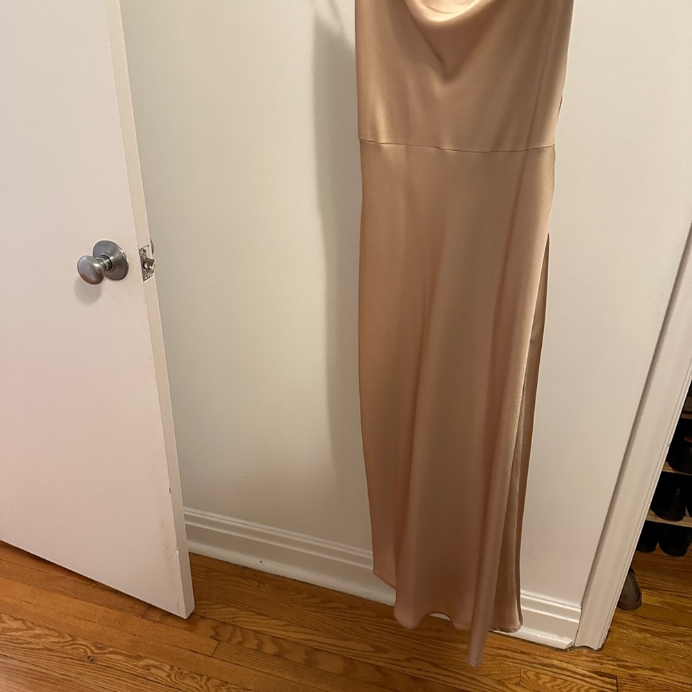 Bowen Dress 2020 Park & Fifth in Pale Gold Satin, Size S